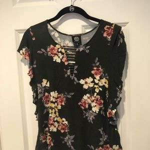 Bobeau Black and Floral Shirt